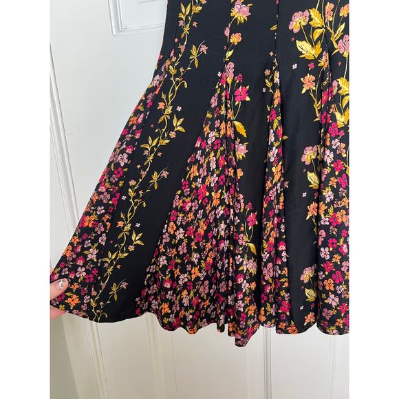 NEW Free People Women's XS Ponderosa Mini Dress Black Yellow Floral Open Back - Picture 14 of 15